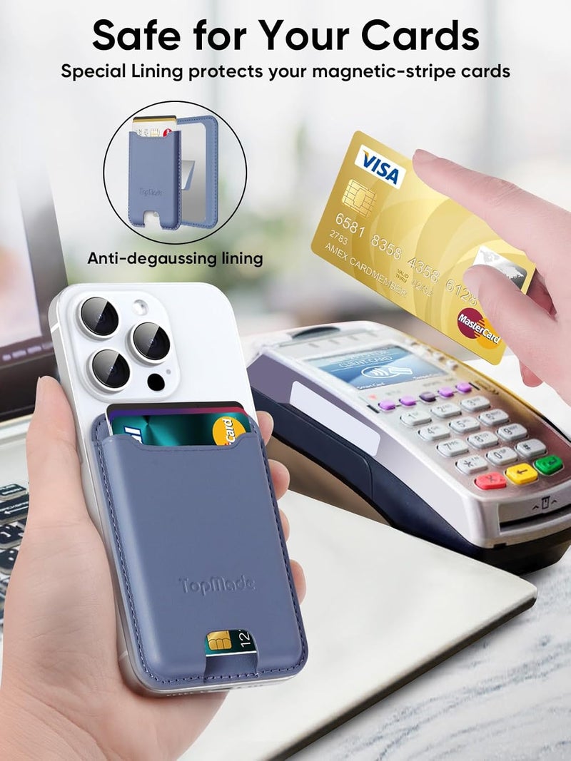 TopMade Phone Card Holder, Premium Leather Phone Wallet Stick on, Stronger 3M Adhesive Credit Card Holder for Back of Phone Case, iPhone, Samsung, and Android, RFID Blocking, Fit 4 Cards, Lavender - Image 5